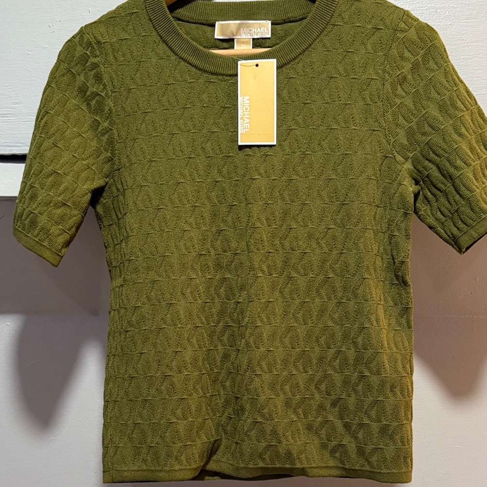 NWT Michael Kors Textured Green Knit Top